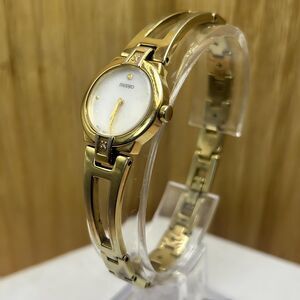 Women's Seiko Gold Tone Stainless Steel Diamond White Dial Watch